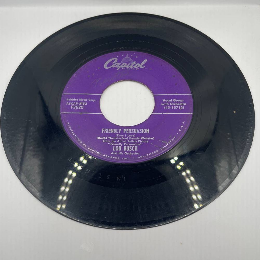 Capitol‎ Friendly Persuasion Lou Busch Portofino 7 inch Record VTG